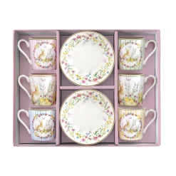 Easy Life Set 6 tasses à café avec soucoupe HAPPY EASTER> Petit Dejeuner|Happy Easter