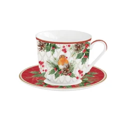 Easy Life Tasse de petit déjeuner avec soucoupe CHRISTMAS BERRIES> Noël|Petit Dejeuner