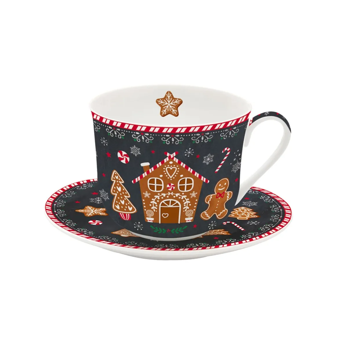 Easy Life Tasse de petit déjeuner avec soucoupe GINGERBREAD> Noël|Petit Dejeuner