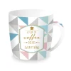 Easy Life Tasse en porcelaine dans une boîte en métal A CUP Of COFFEE Solves Everything> Petit Dejeuner