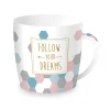 Easy Life Tasse en porcelaine dans une boîte en métal FOLLOW YOUR DREAMS> Petit Dejeuner