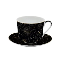 Easy Life Tasse à petit-déjeuner avec assiette de 400 ml en porcelaine, dans une boîte colorée CELESTIAL> Coffret Cadeau|Petit Dejeuner