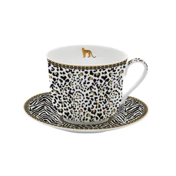 Easy Life Tasse à petit-déjeuner avec soucoupe, 400 ml en porcelaine Atmosphere SAVANA> Coffret Cadeau|Petit Dejeuner