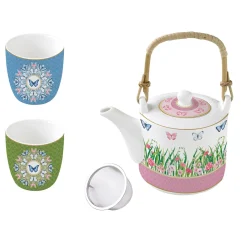 Easy Life Théière avec infuseur et deux petites tasses SPRING PARADE> Romantique|Petit Dejeuner