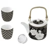 Easy Life Théière avec infuseur et 2 petites tasses ART DECO & FLOWERS> Coffret Cadeau|Petit Dejeuner