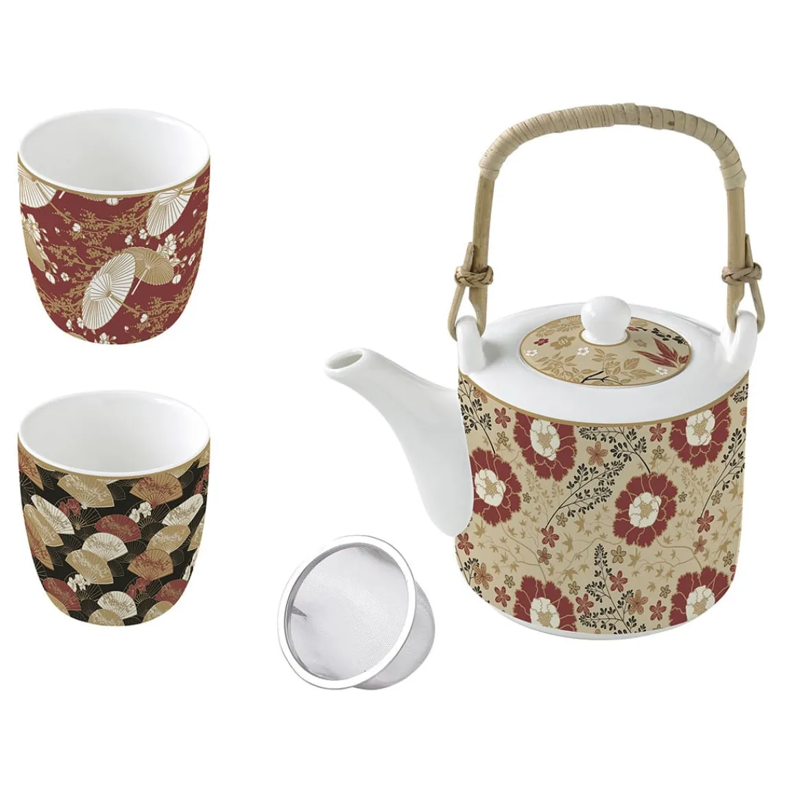 Easy Life Théière avec infuseur et 2 verres KIMONO> Coffret Cadeau|Petit Dejeuner