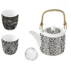 Easy Life Théière en porcelaine de 600 ml avec 2 petites tasses SAVANA> Coffret Cadeau|Petit Dejeuner